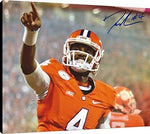 Floating Canvas Wall Art: DeShaun Watson - Clemson Pointing Autograph Print Floating Canvas - College Football FSP - Floating Canvas   