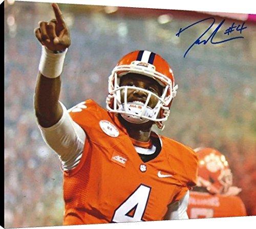 Floating Canvas Wall Art: DeShaun Watson - Clemson Pointing Autograph Print Floating Canvas - College Football FSP - Floating Canvas   