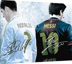 Floating Canvas Wall Art:   Ronaldo & Messi Autograph Print Floating Canvas - Soccer FSP - Floating Canvas   