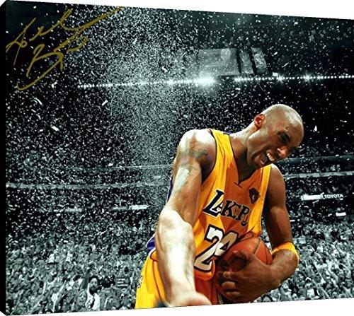 Floating Canvas Wall Art:   Kobe Bryant Celebration Los Angeles Lakers Autograph Print Floating Canvas - Basketball FSP - Floating Canvas   