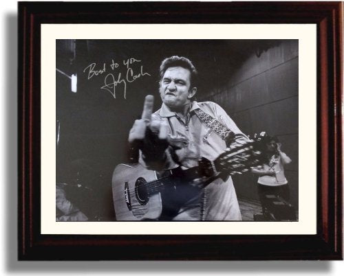 8x10 Framed Johnny Cash - the Finger - Autograph Promo Print Framed Print - Music FSP - Framed   