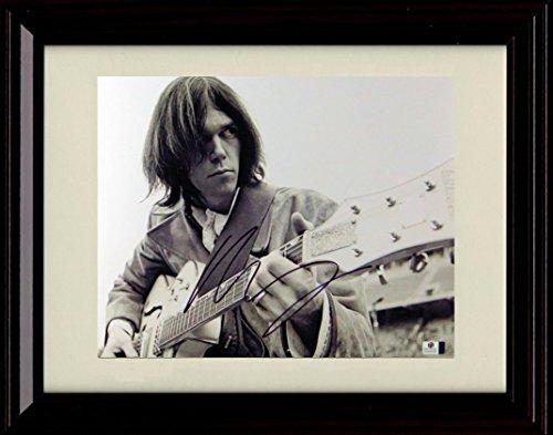 Framed Neil Young Autograph Promo Print - Playing On Stage Framed Print - Music FSP - Framed   