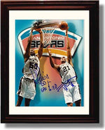 8x10 Framed David Robinson and Tim Duncan Autograph Promo Print Framed Print - Pro Basketball FSP - Framed   