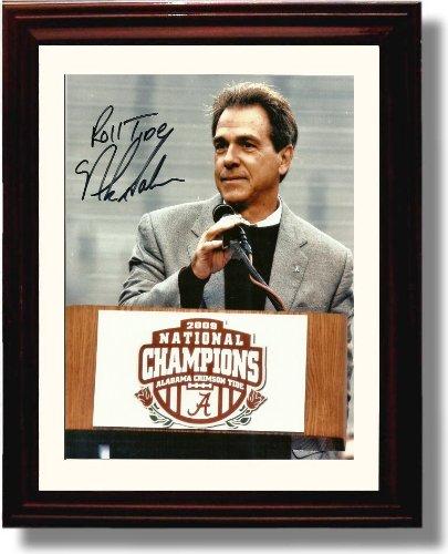 Framed 8x10 Alabama Crimson Tide Football Nick Saban 2009 National Champions Podium Autograph Photo Print Framed Print - College Football FSP - Framed   