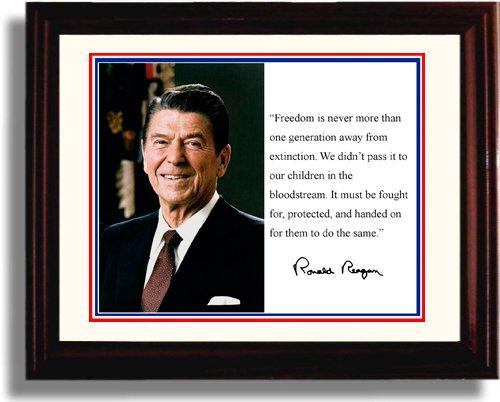8x10 Framed Ronald Reagan Autograph Promo Print - Presidential Quote Framed Print - History FSP - Framed   