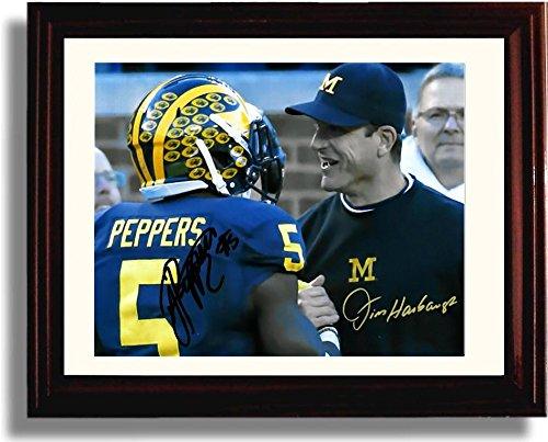 Unframed Jim Harbaugh & Jabrill Peppers Michigan Wolverines Autograph Promo Print Unframed Print - College Football FSP - Unframed   