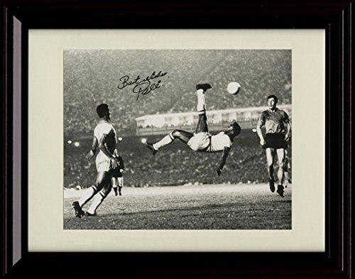8x10 Framed Pele Autograph Promo Print - Pele Flips Over Soccer! - Bicycle Kick Framed Print - Soccer FSP - Framed   