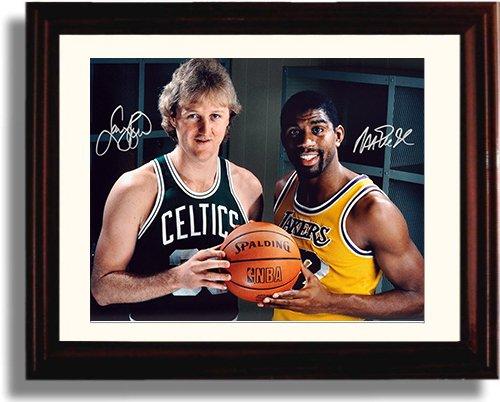 8x10 Framed Larry Bird and Magic Johnson Autograph Promo Print Framed Print - Pro Basketball FSP - Framed   