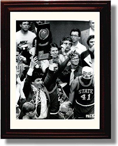 Framed 8x10 Jim Valvano Championship Trophy Presentation Print - NC State Wolfpack Framed Print - College Basketball FSP - Framed   