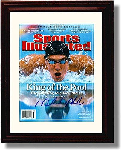 8x10 Framed Michael Phelps Autograph Promo Print - "King of the Pool" 2008 SI Framed Print - Olympics FSP - Framed   