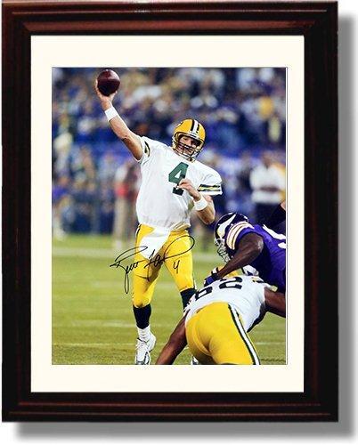 Framed Brett Favre - Green Bay Packers Autograph Promo Print "Throwing Deep" Framed Print - Pro Football FSP - Framed   