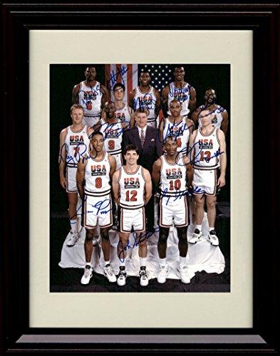 Framed 1992 US Olympic Team Dream Team Autograph Promo Print Framed Print - Pro Basketball FSP - Framed   