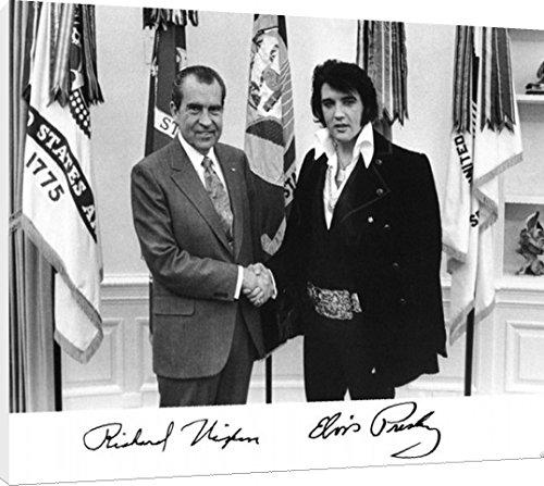 Floating Canvas Wall Art:   Elvis Presley and Richard Nixon Autograph Print Floating Canvas - History FSP - Floating Canvas   