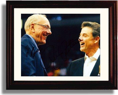 Framed 8x10 Jim Boeheim and Rick Pitino Autograph Promo Print - Syracuse Orange and Louisville Framed Print - College Basketball FSP - Framed   